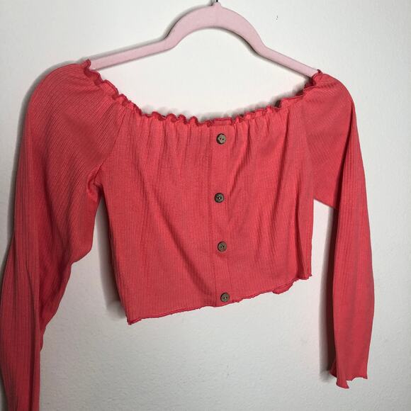 coral long sleeve crop top sz medium - Picture 1 of 6